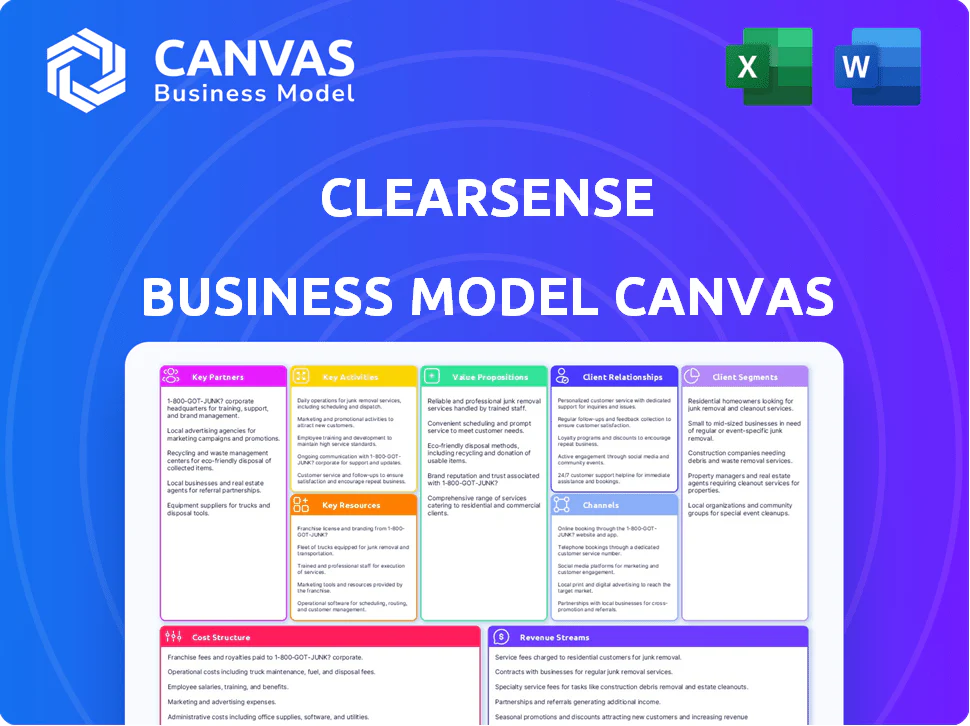 CLEARSENSE BUSINESS MODEL CANVAS TEMPLATE RESEARCH